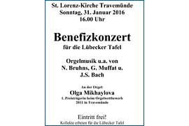 Plakat Benefizkonzert für die Lübecker Tafel in der St. Lorenz-Kirche in Lübeck-Travemünde