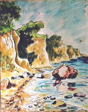 Günter Machemehl Steilufer III - Aquarell 70 x 56 cm 1946